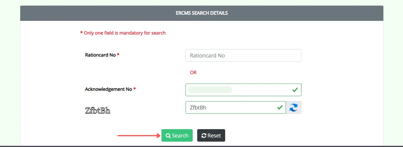 Enter acknowledgement number to check Jharkhand ration card application status online 2026