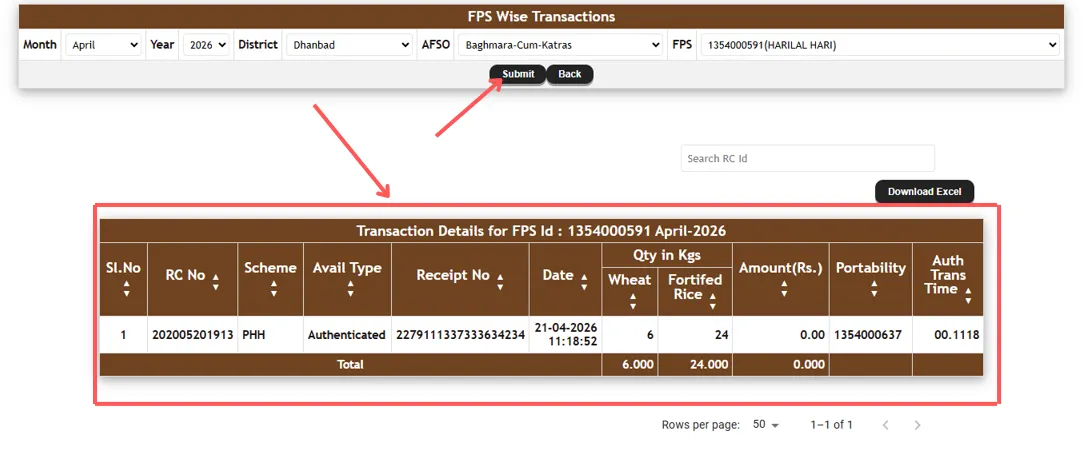 FPS Transaction Details Screen